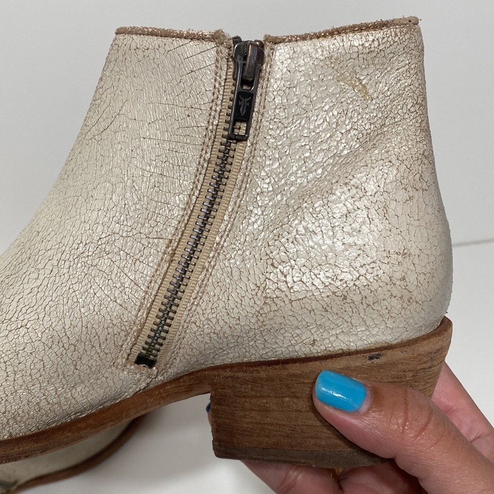Frye Carson Piping Booties Off White Cream Distressed Color - Picture 8 of 17
